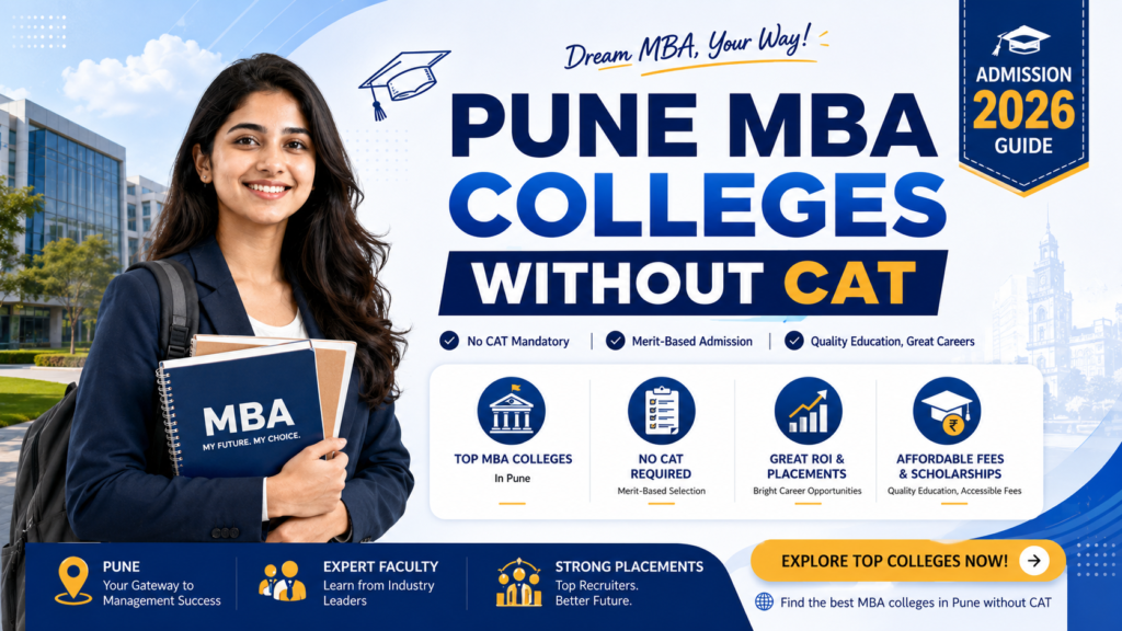 Top MBA colleges in Pune without CAT score accepting MH-CET, MAT, and CMAT for 2026 admissions