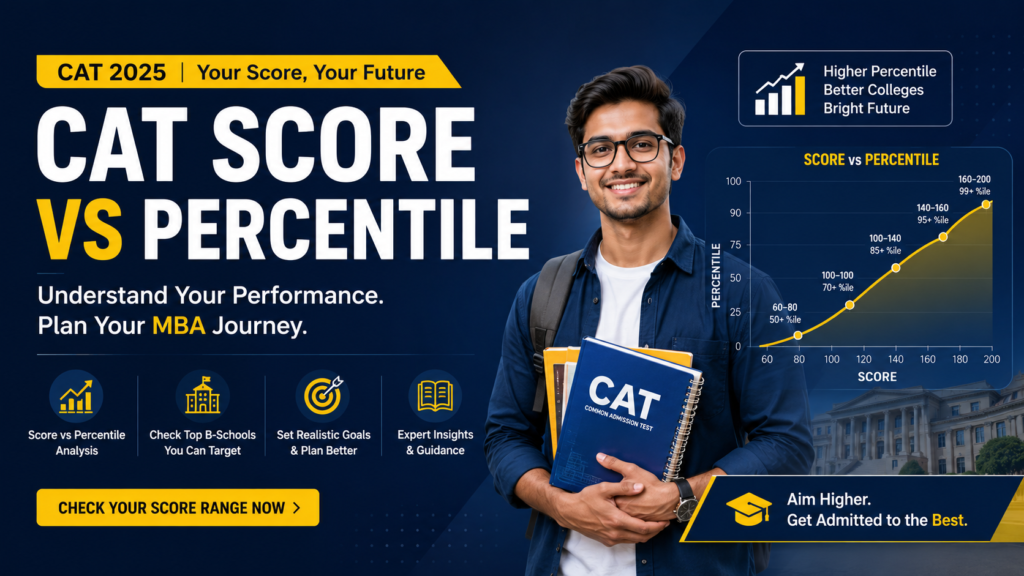 Student analyzing a graph mapping CAT scaled scores to final percentiles for IIM admissions