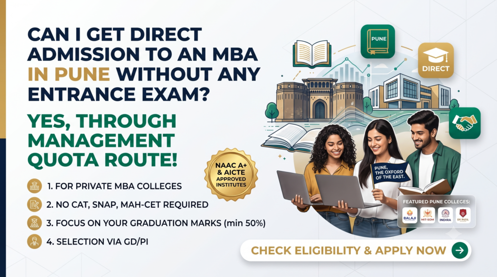Top MBA colleges in Pune for direct admission without entrance exam comparison table