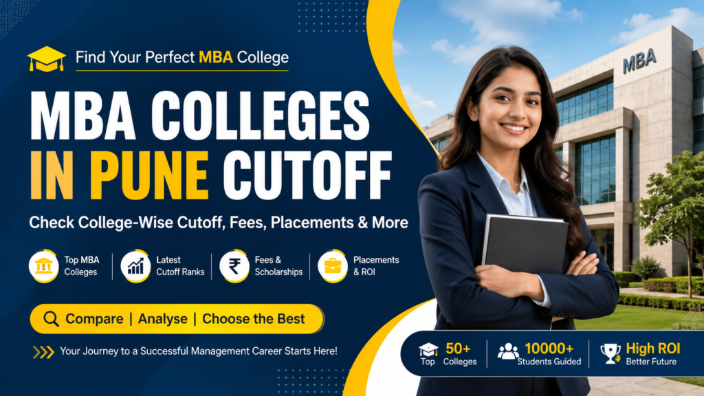 Student checking expected MBA colleges in Pune cutoff list for MAH CET and SNAP on a laptop