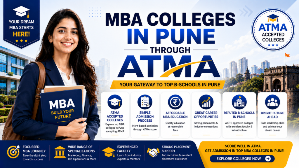 Student checking the list of top MBA colleges in Pune through ATMA cutoff and admission process