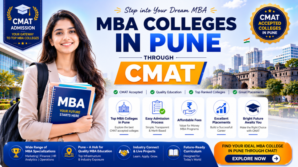 Student checking the list of top MBA colleges in Pune through CMAT cutoff and admission process